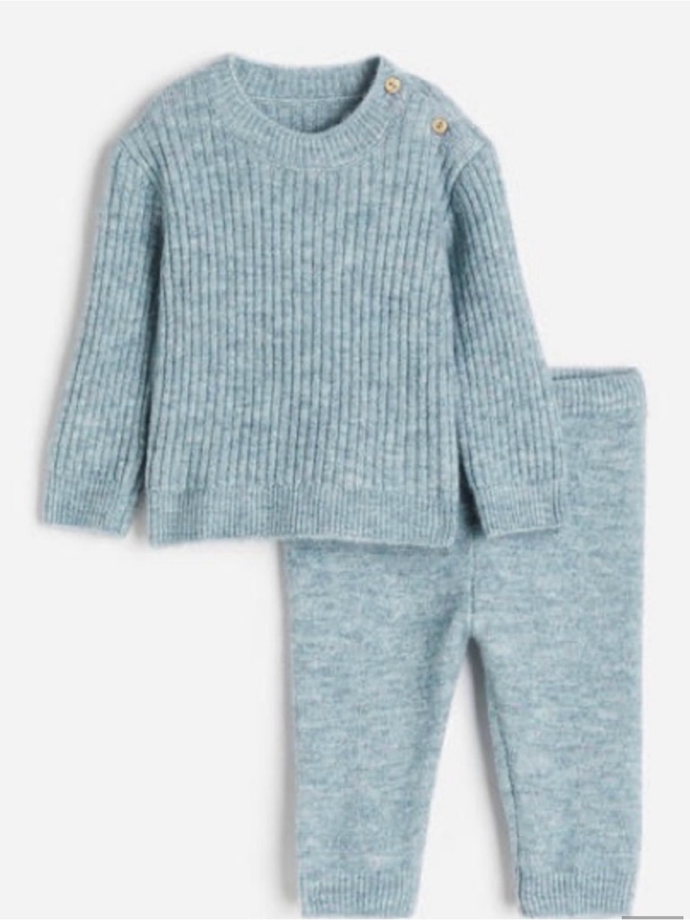 H&M Heather Blue Knit Sweater and Pants Set